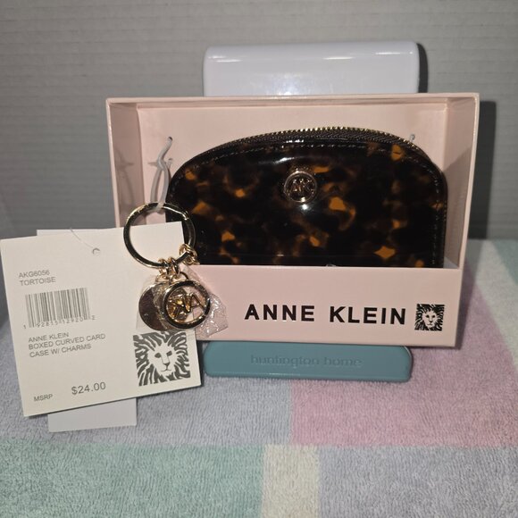 Anne Klein Tortoise Card Case w/Charms, Flat Wristlet and Key Chain - Picture 2 of 11